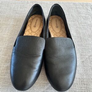 Birdies Black Leather Flats Slip-On Loafers